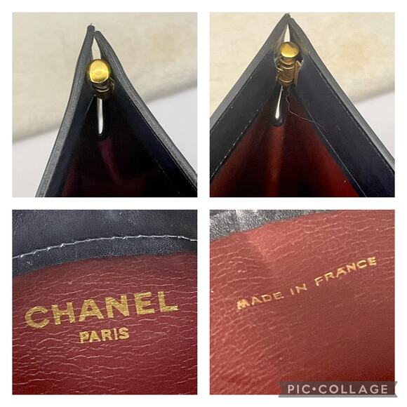 Chanel Black Leather Clutch CC 24kt Gold Plated Logo Vintage Evening Night Out - Picture 13 of 13